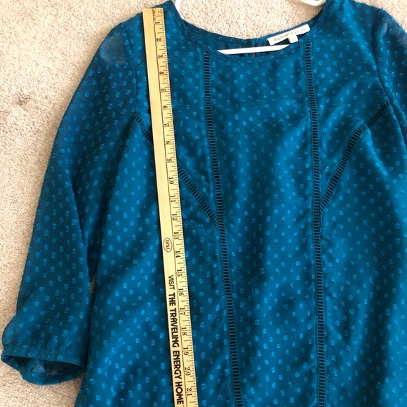 Teal blue sheer shirt with lining - Picture 5 of 6